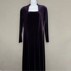 Coldwater Creek Purple Velour Long Sleeve Holiday Midi Dress